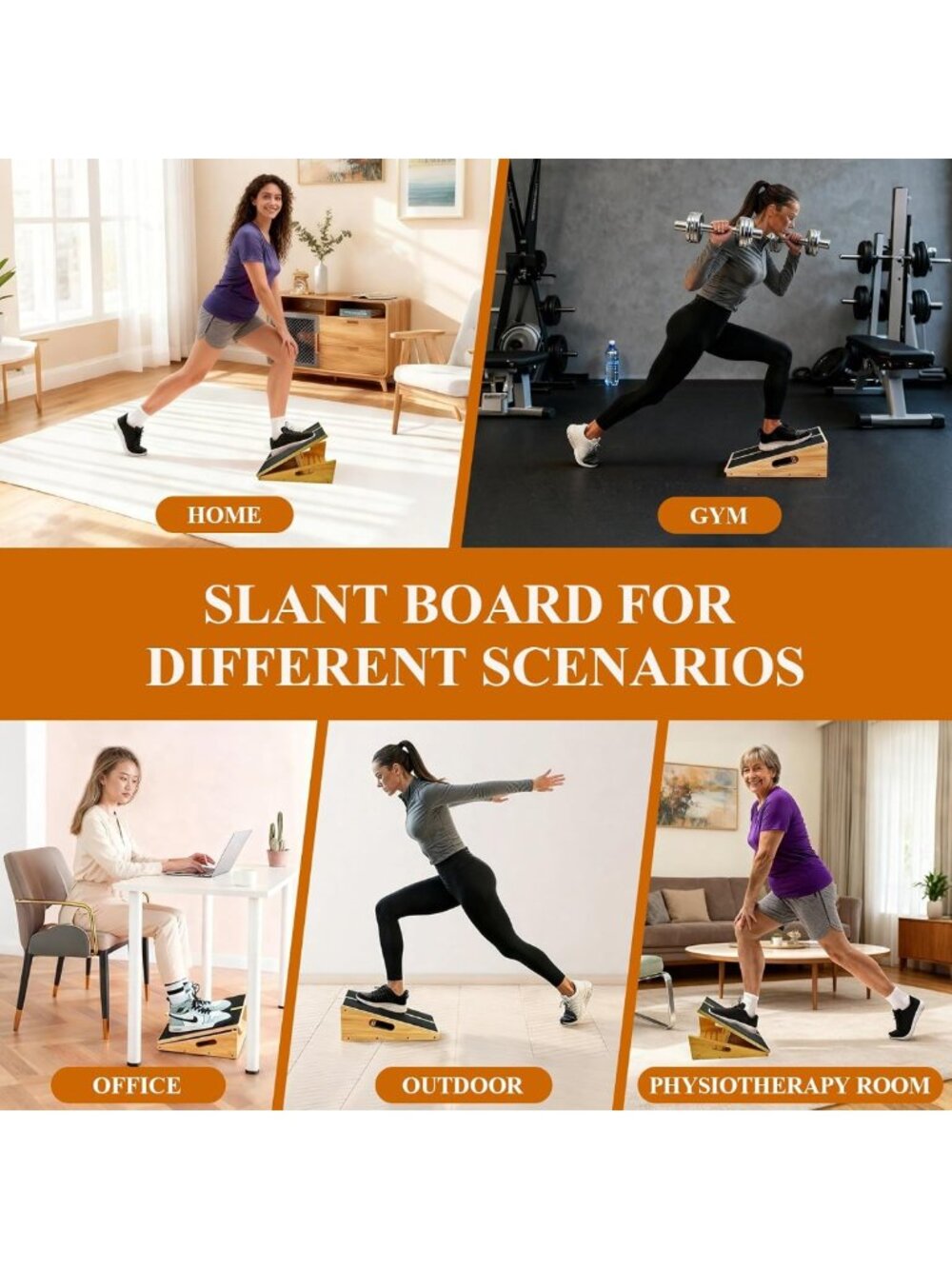 Adjustable Wooden Slant Board for Calf Stretching & Balance, Incline Stretcher - Picture 7 of 7